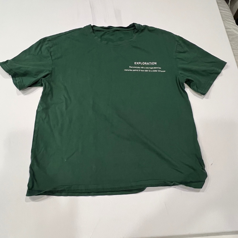 DAZY Medium Green Exploration Graphic Tee Minimalist Streetwear Oversized